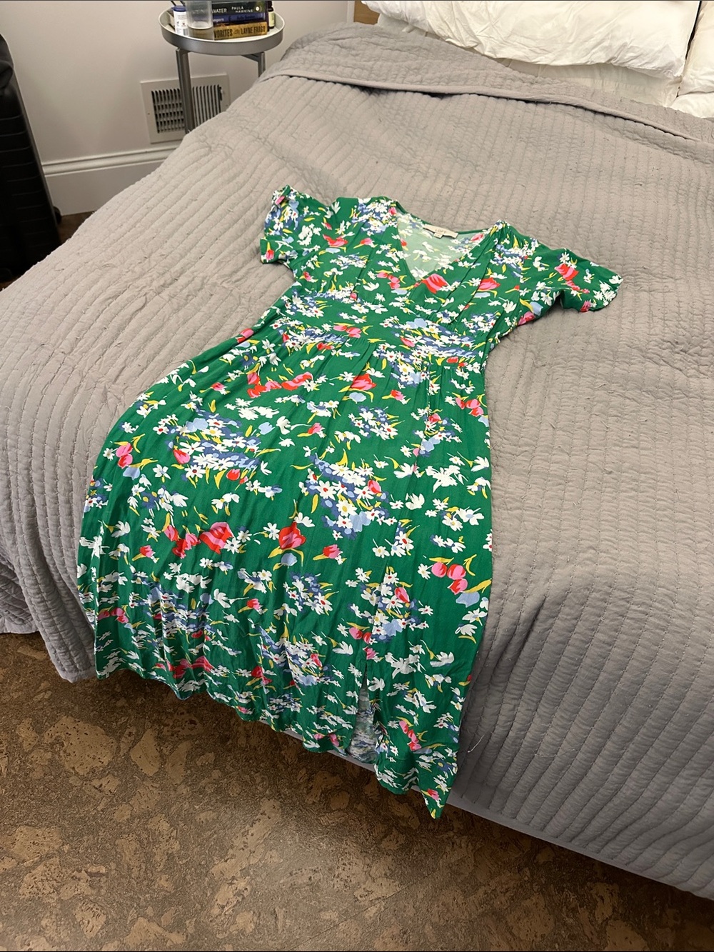 LOFT Green Floral Midi Dress